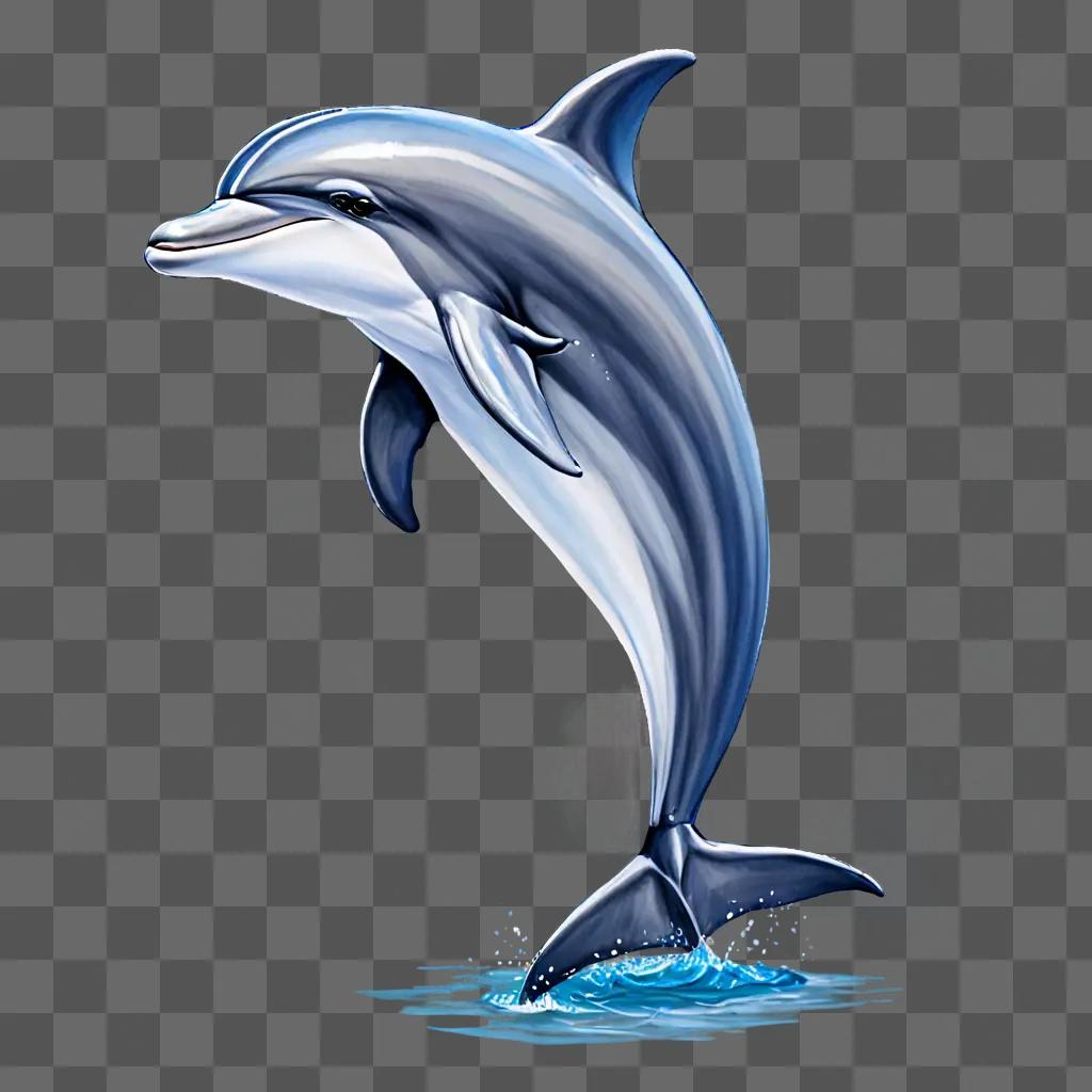 A dolphin drawing with colour on a blue background