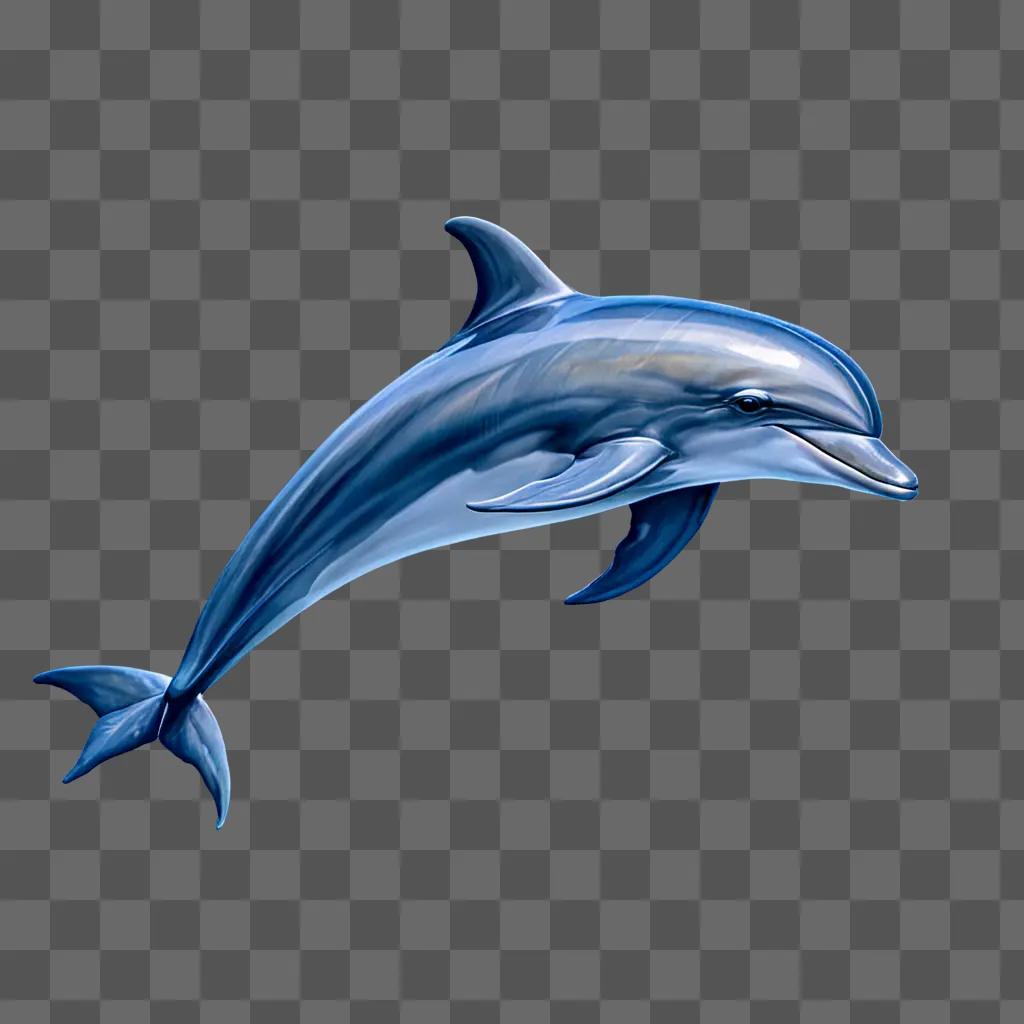 A dolphin drawing with colour on a blue background