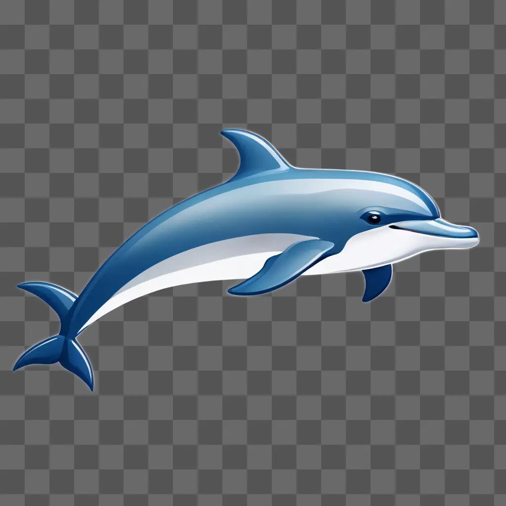 A dolphin emoji with a blue and white body and tail