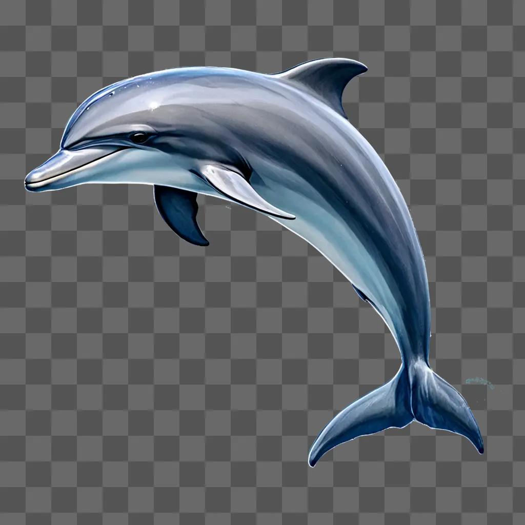 A dolphin is jumping in a drawing with colour