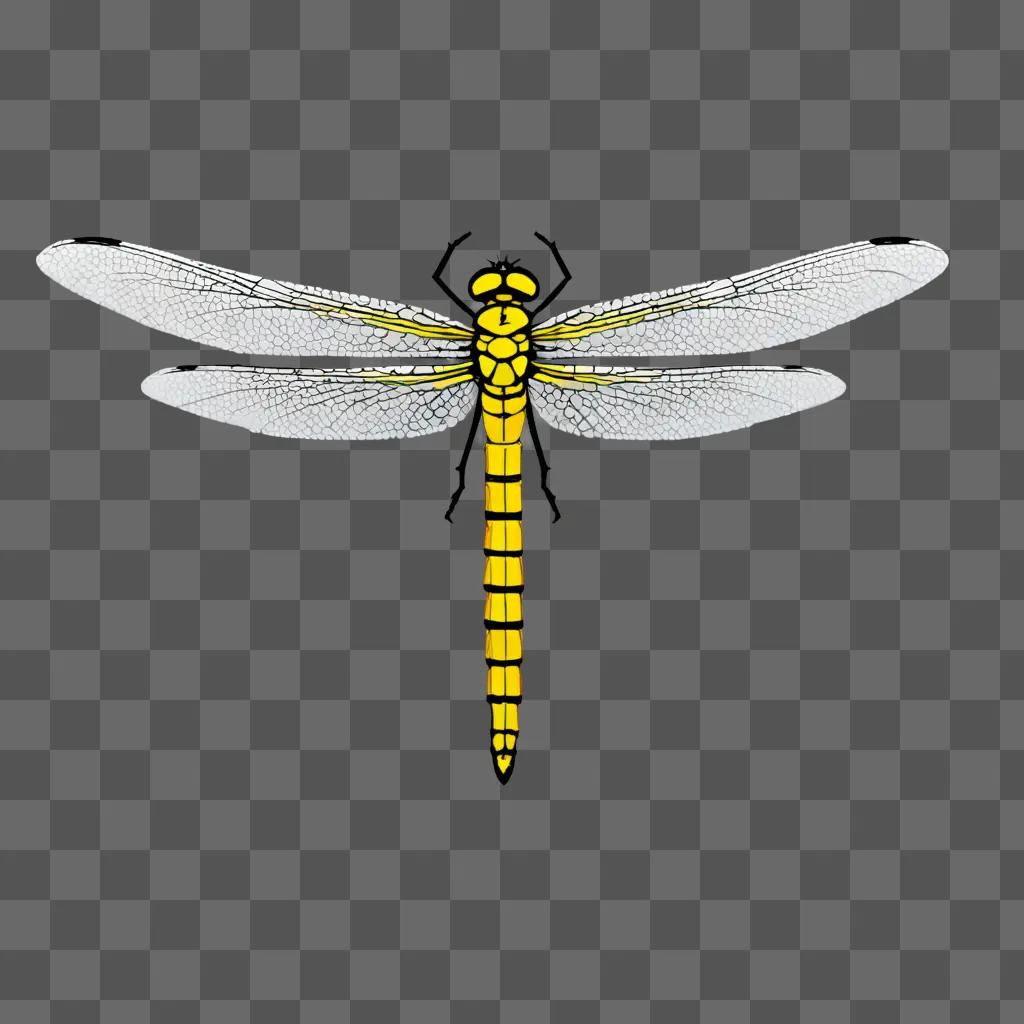 A dragonfly clipart with yellow wings