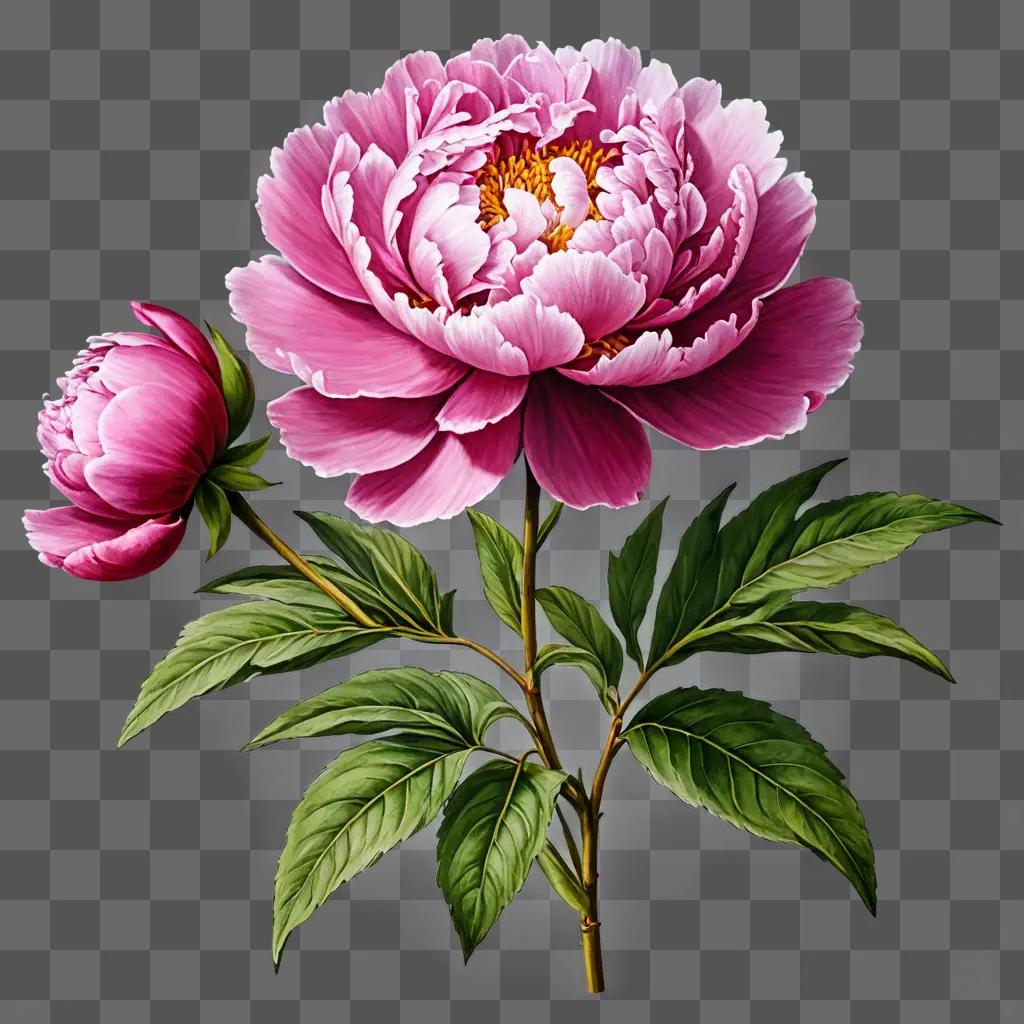 A drawing of a beautiful peony flower