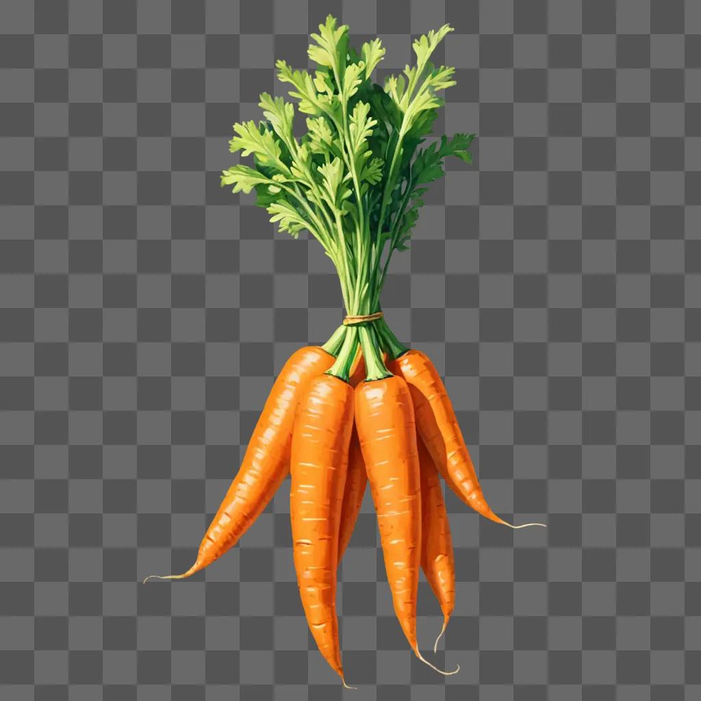 A drawing of a bunch of carrots on a brown background