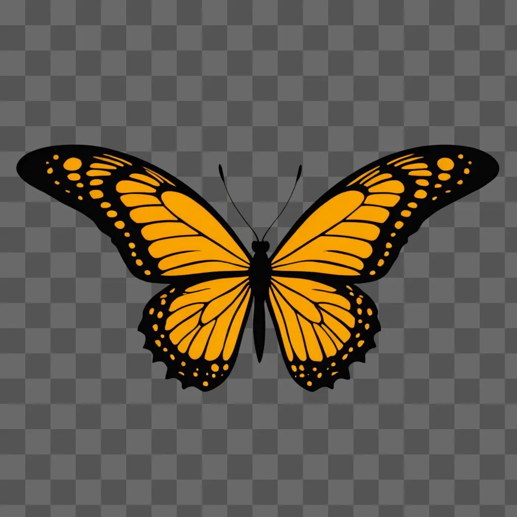 A drawing of a butterfly with a dark background