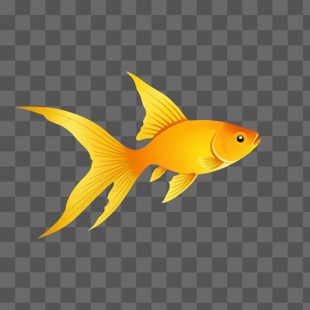 A drawing of a fish swimming in a yellow background