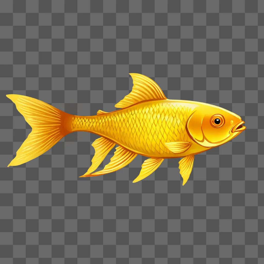 A drawing of a gold fish on a yellow background