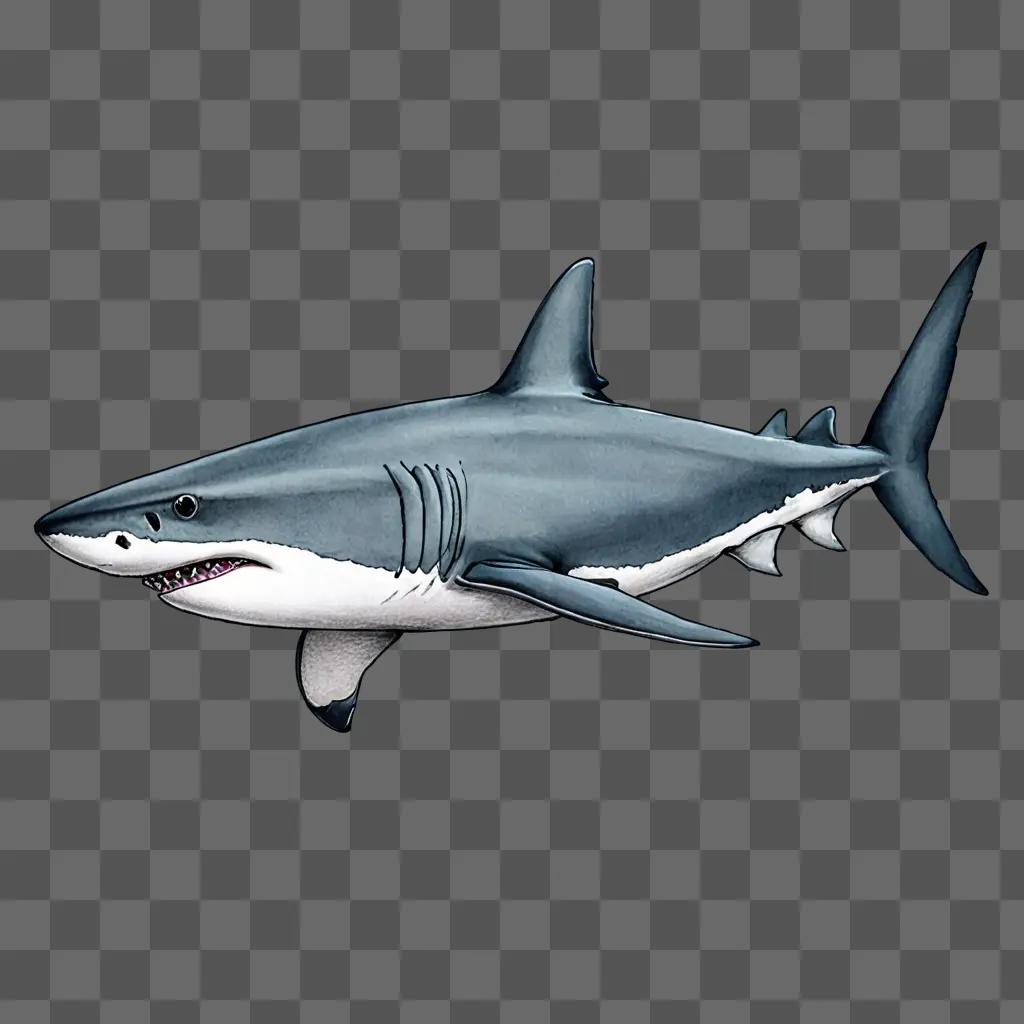 A drawing of a grey shark on a grey background