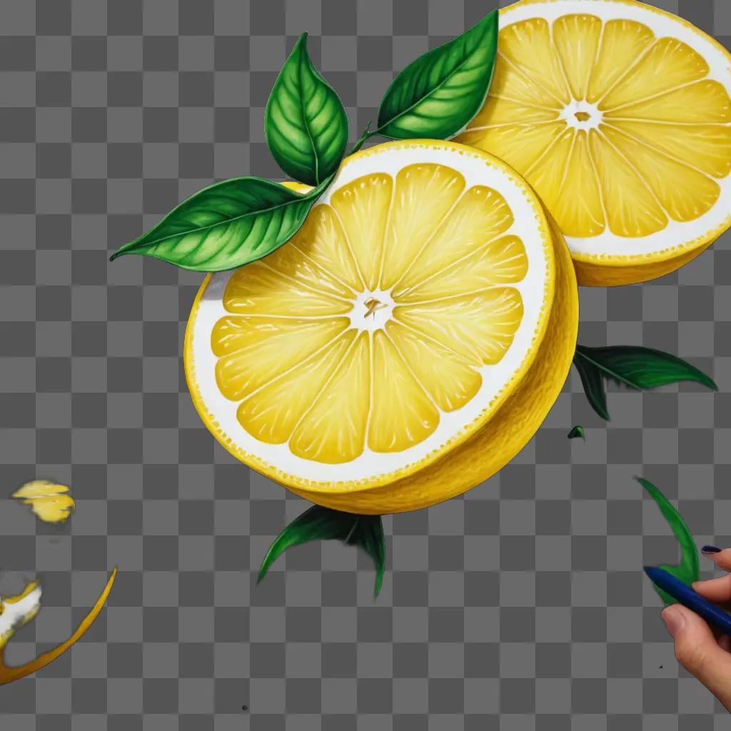 A drawing of a lemon with vibrant colors