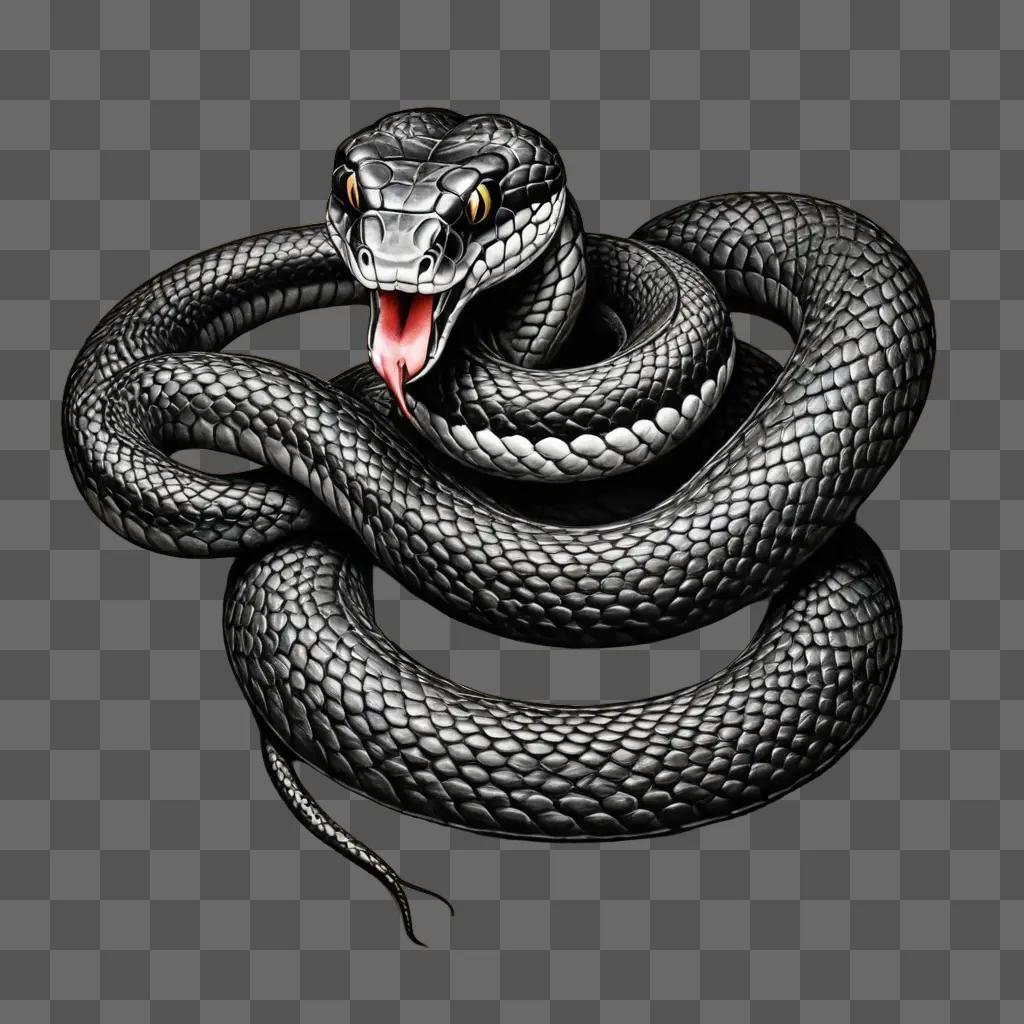 A drawing of a snake with a red tongue