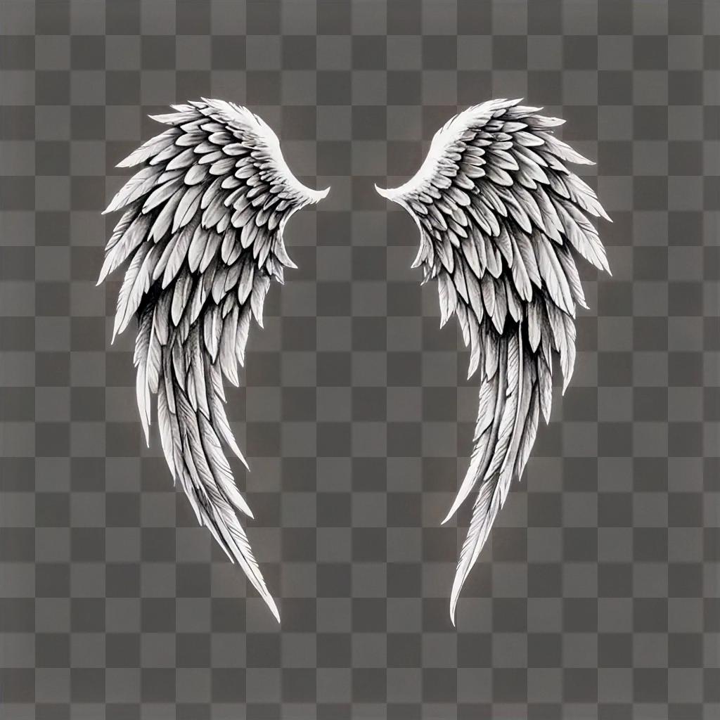 A drawing of beautiful angel wings