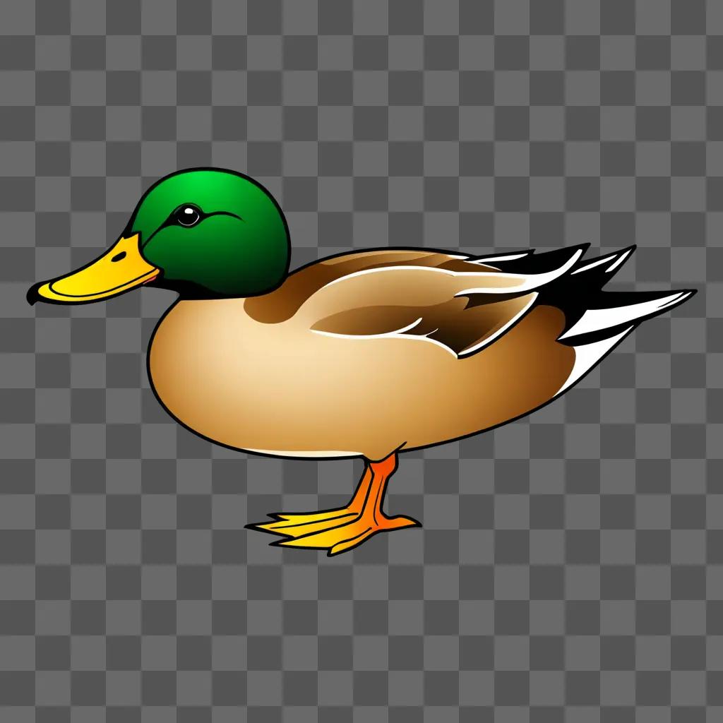 A duck clipart illustration of a green duck