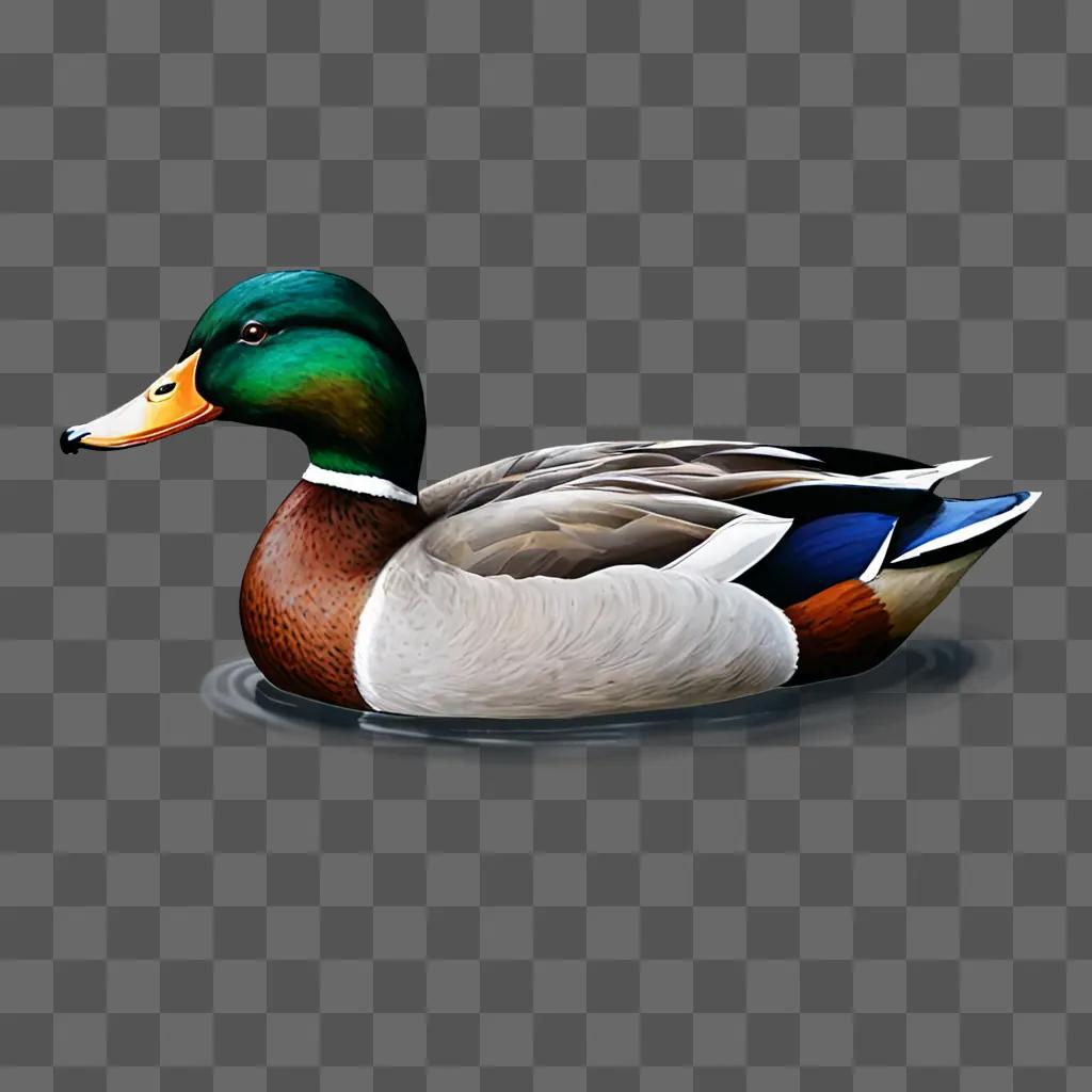 A duck drawing with colour in water