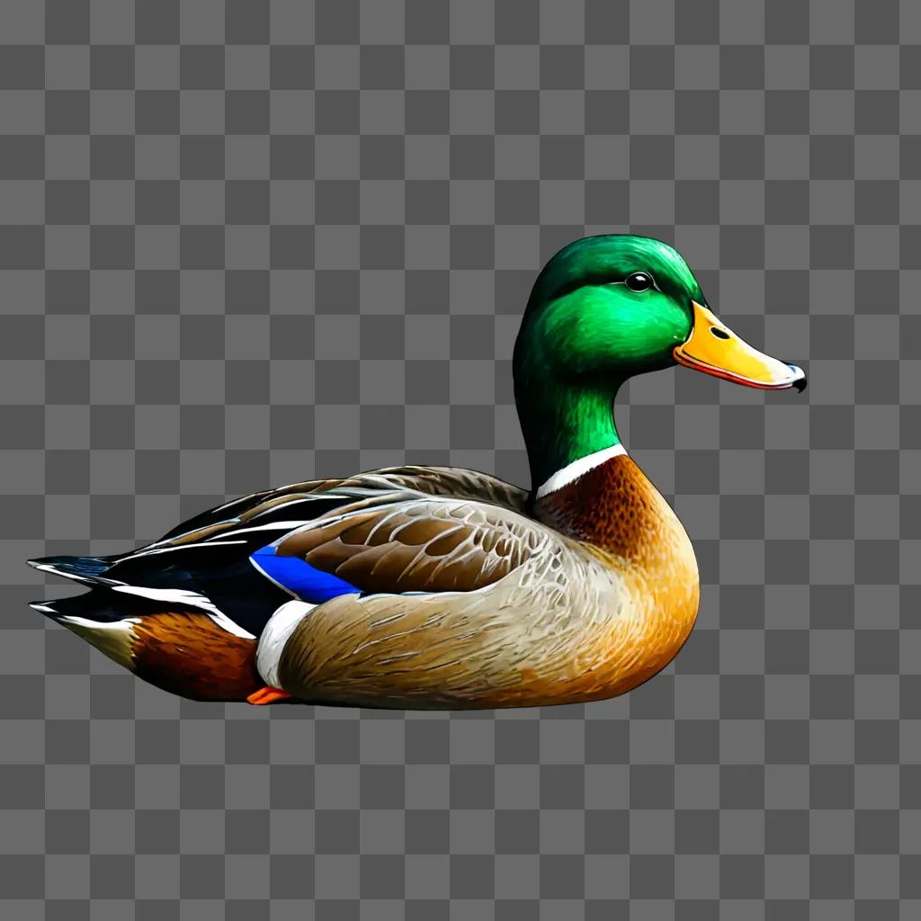 A duck is shown in a brightly colored drawing