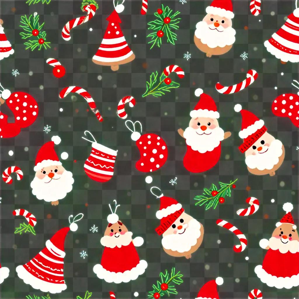 A festive Christmas background features cute characters