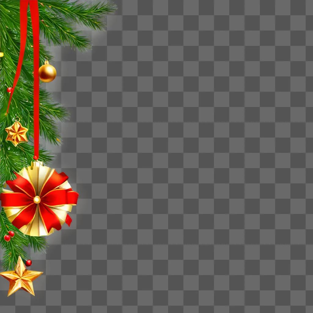 A festive Christmas background with pine branches and decorations