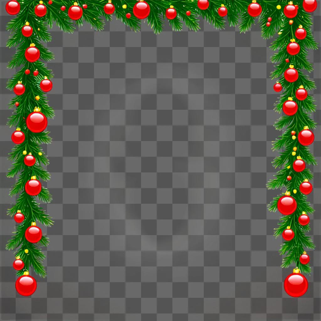 A festive Christmas background with red balls and decorations