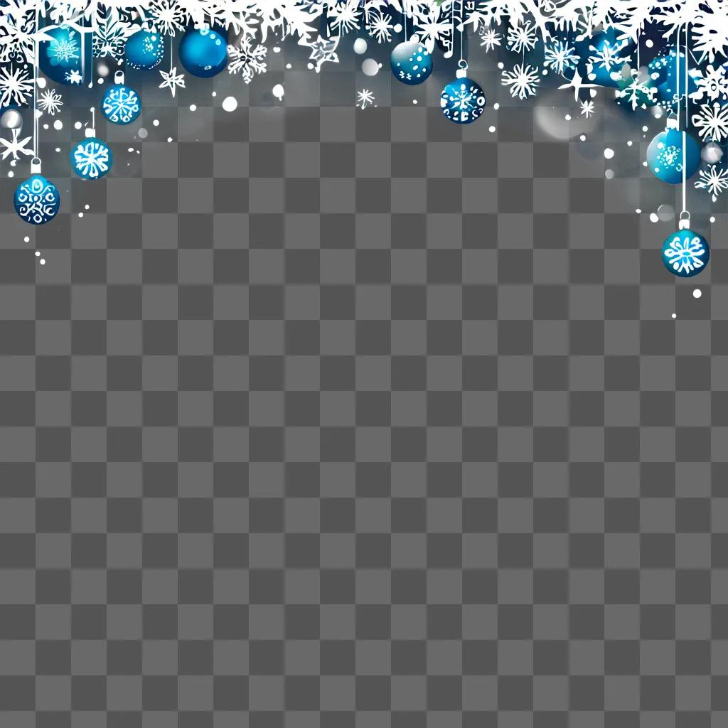 A festive blue Christmas background with ornaments