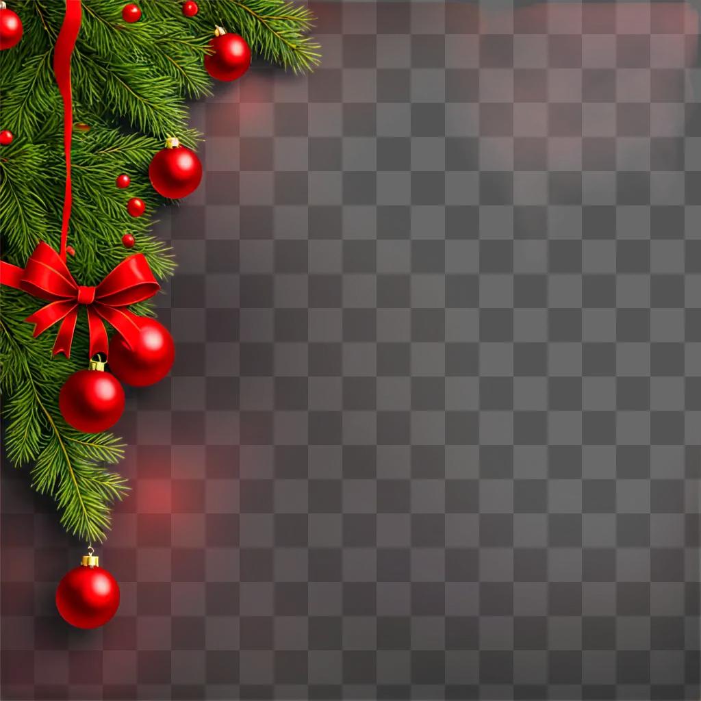 A festive red Christmas background adorned with ornaments