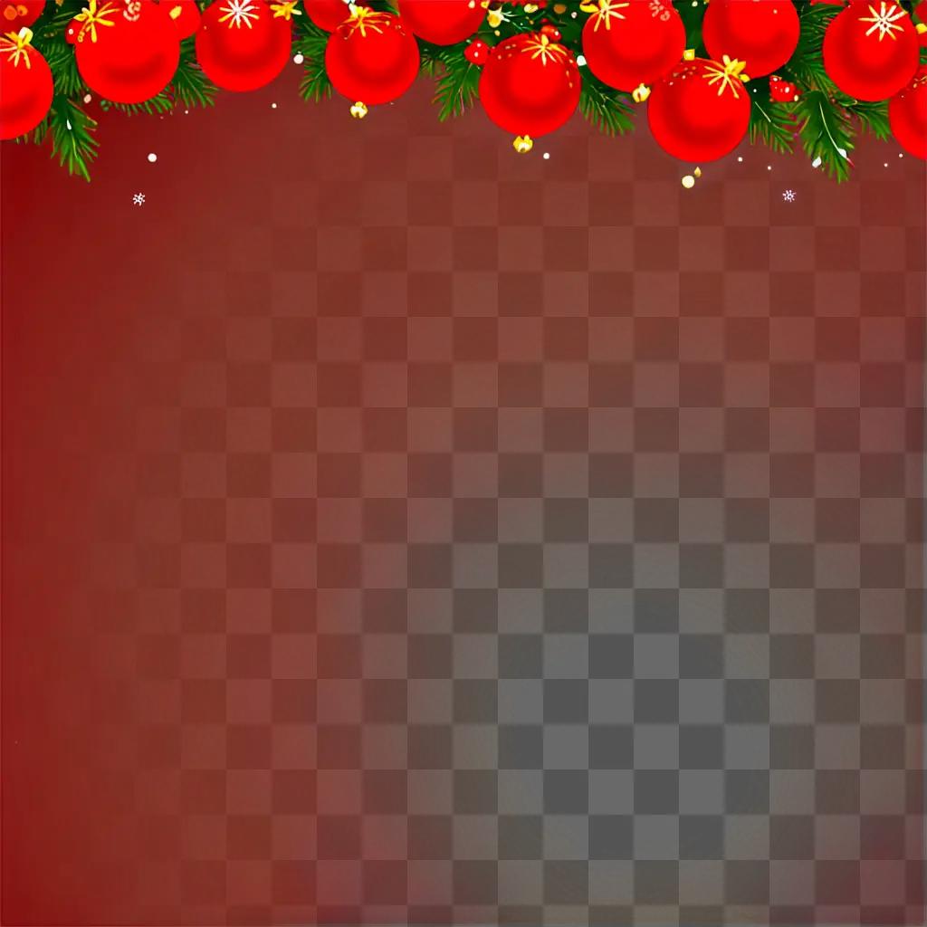 A festive red Christmas background with ornaments