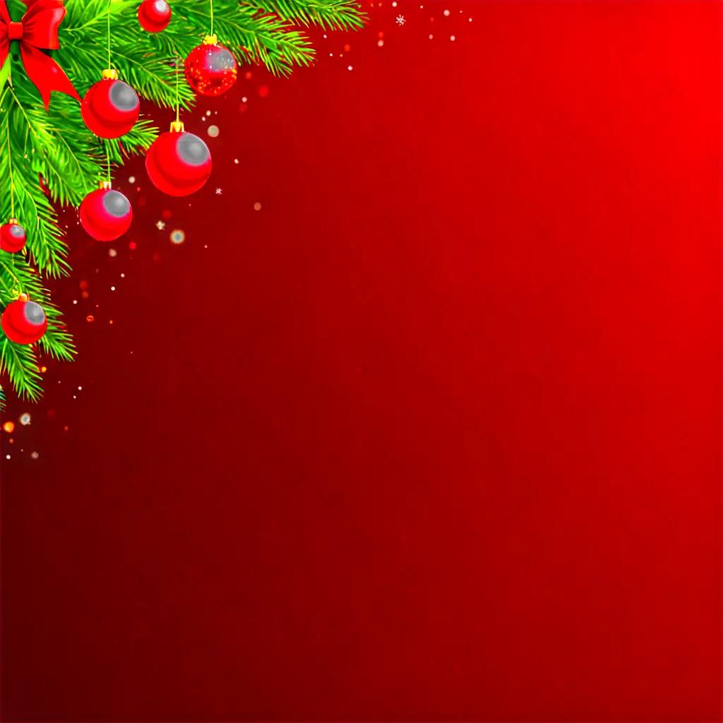 A festive red Christmas background with ornaments