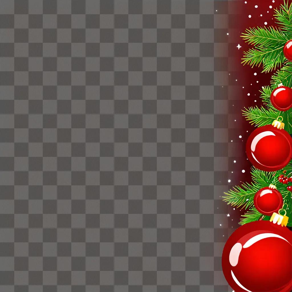 A festive red Christmas background with red ornaments