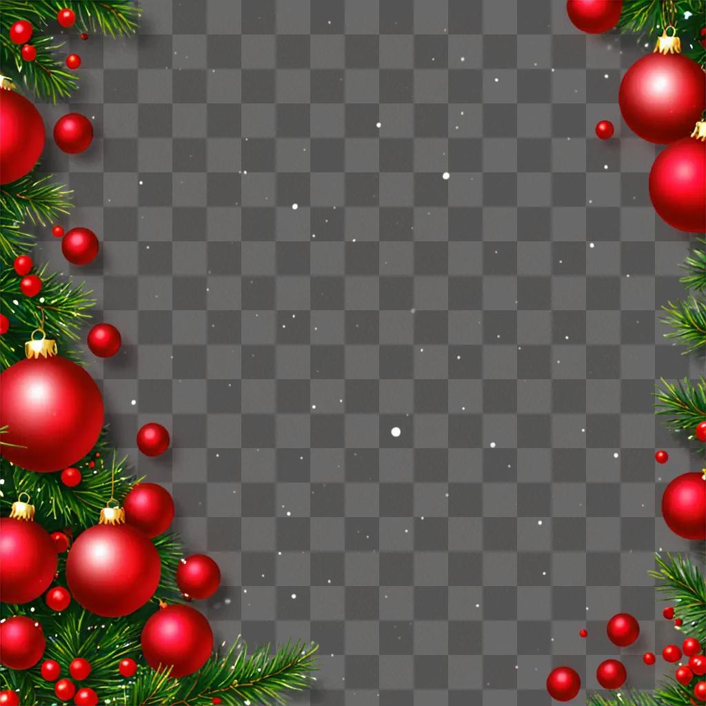 A festive red christmas background with red ornaments