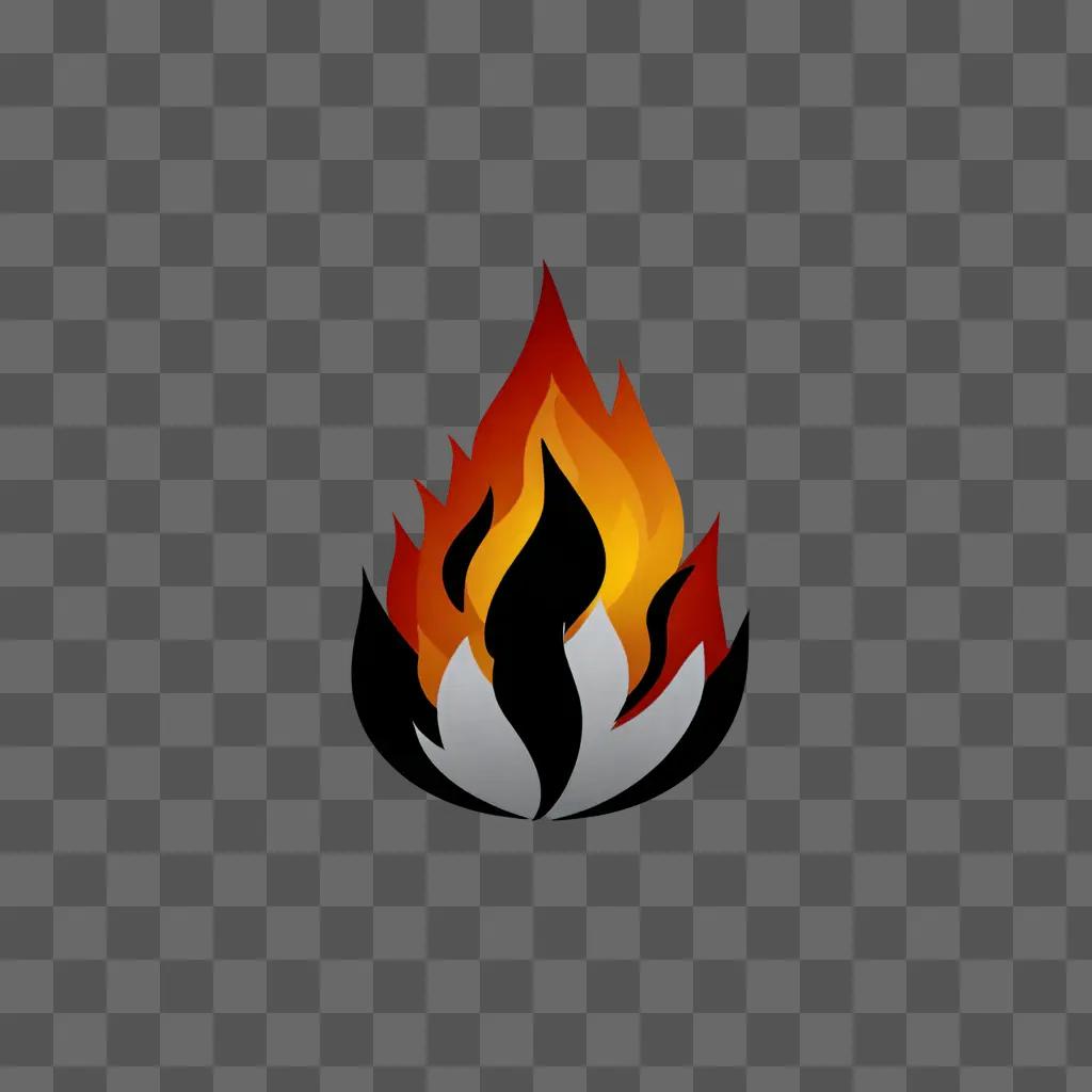 A fire clipart of a flame against a brown background