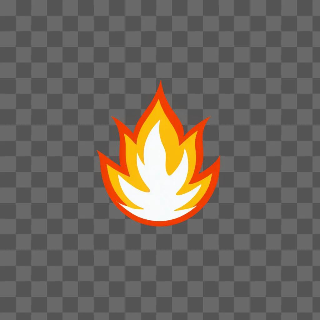 A fire clipart with a white flame on a orange background