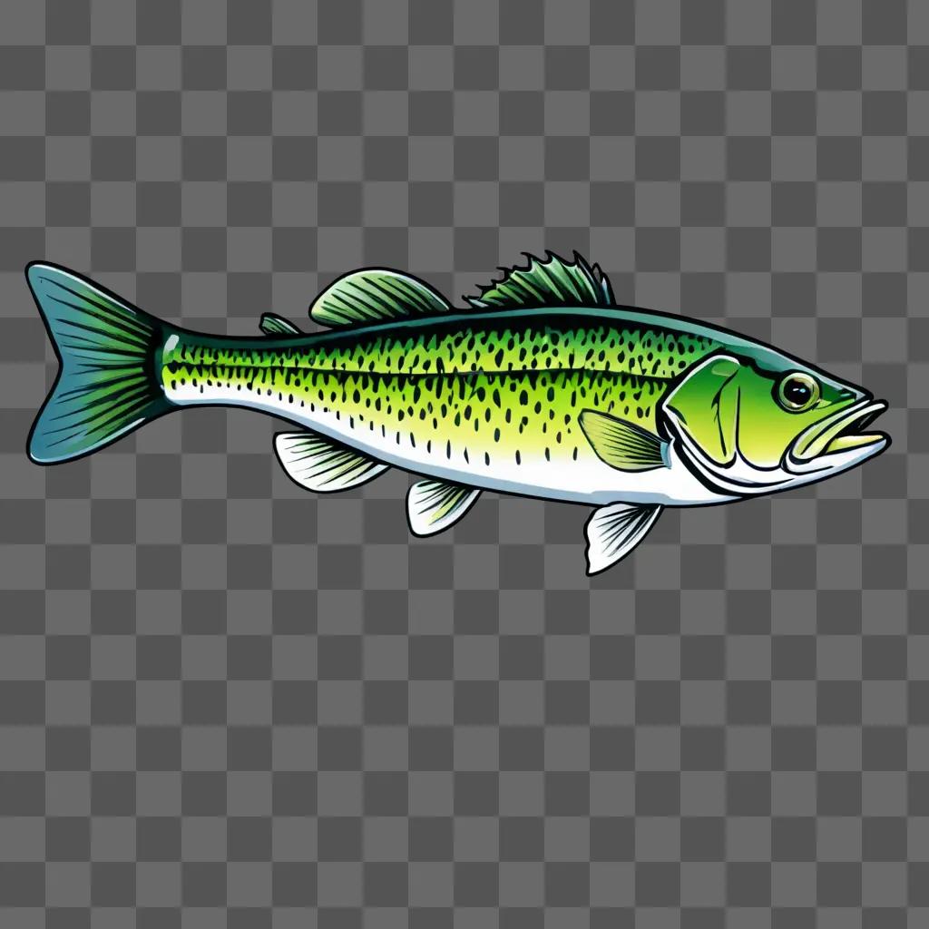 A fish drawing on a green background