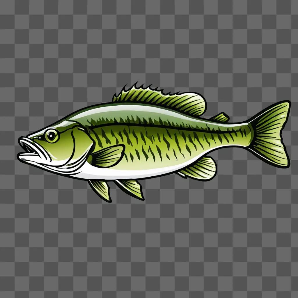 A fish drawing with a green background and black lines