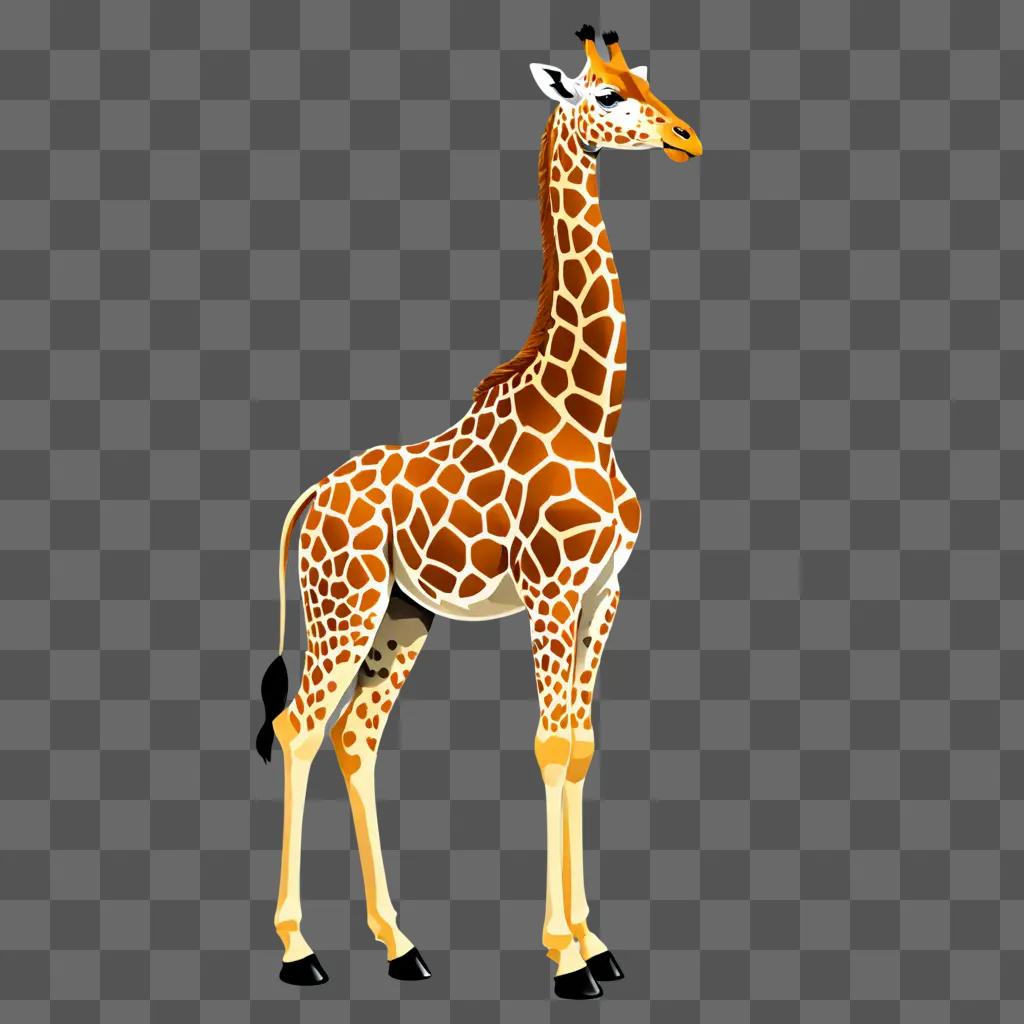 A giraffe clipart stands alone on a beige background