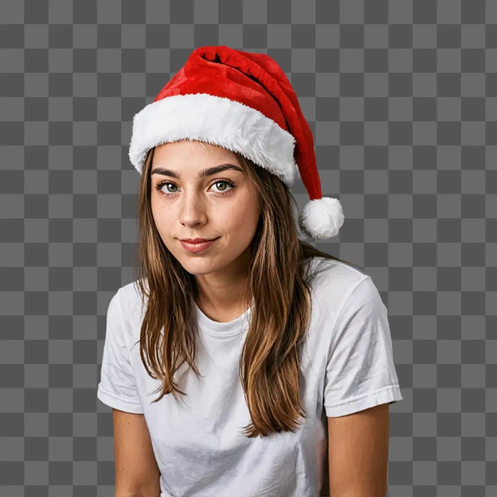 A girl with Santa hat drawing