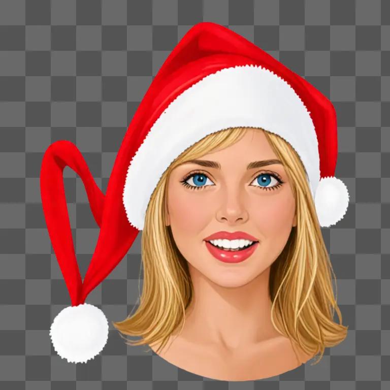 A girl with a Santa hat illustrated in a cartoon style