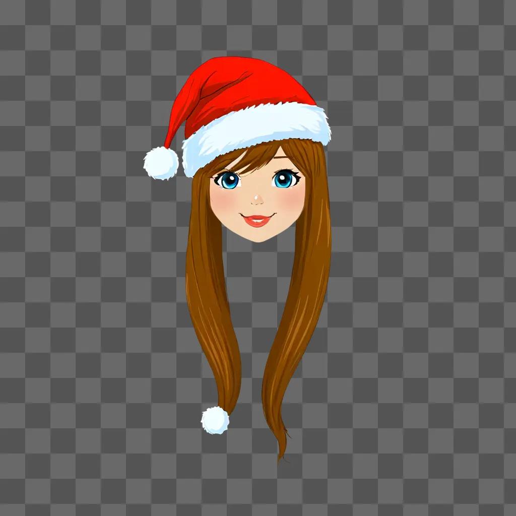 A girl with a cute santa hat drawing