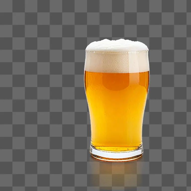 A glass filled with beer on a yellow background