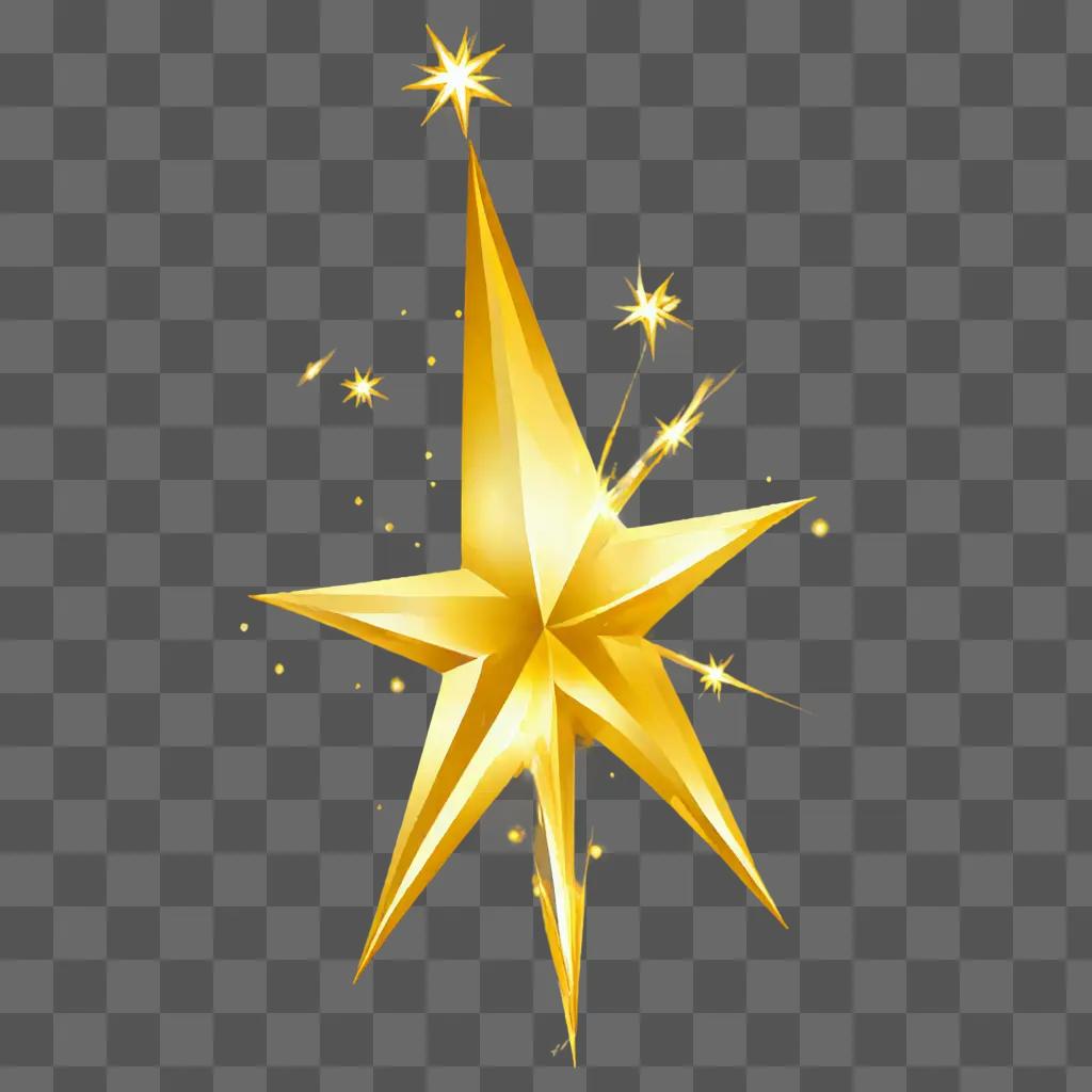 A gold sparkle star on a yellow background