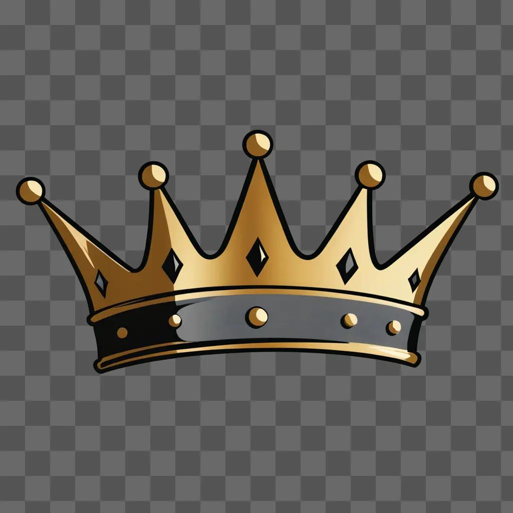 A golden crown drawing on a brown background