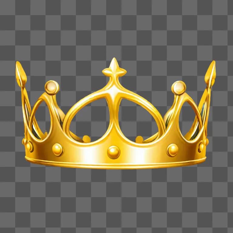 A golden drawing of a crown with a star