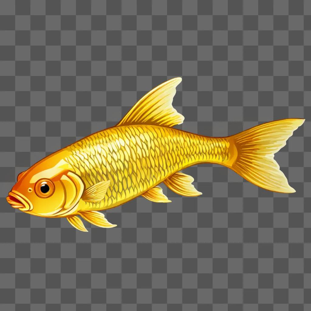 A golden fish drawing against a yellow background