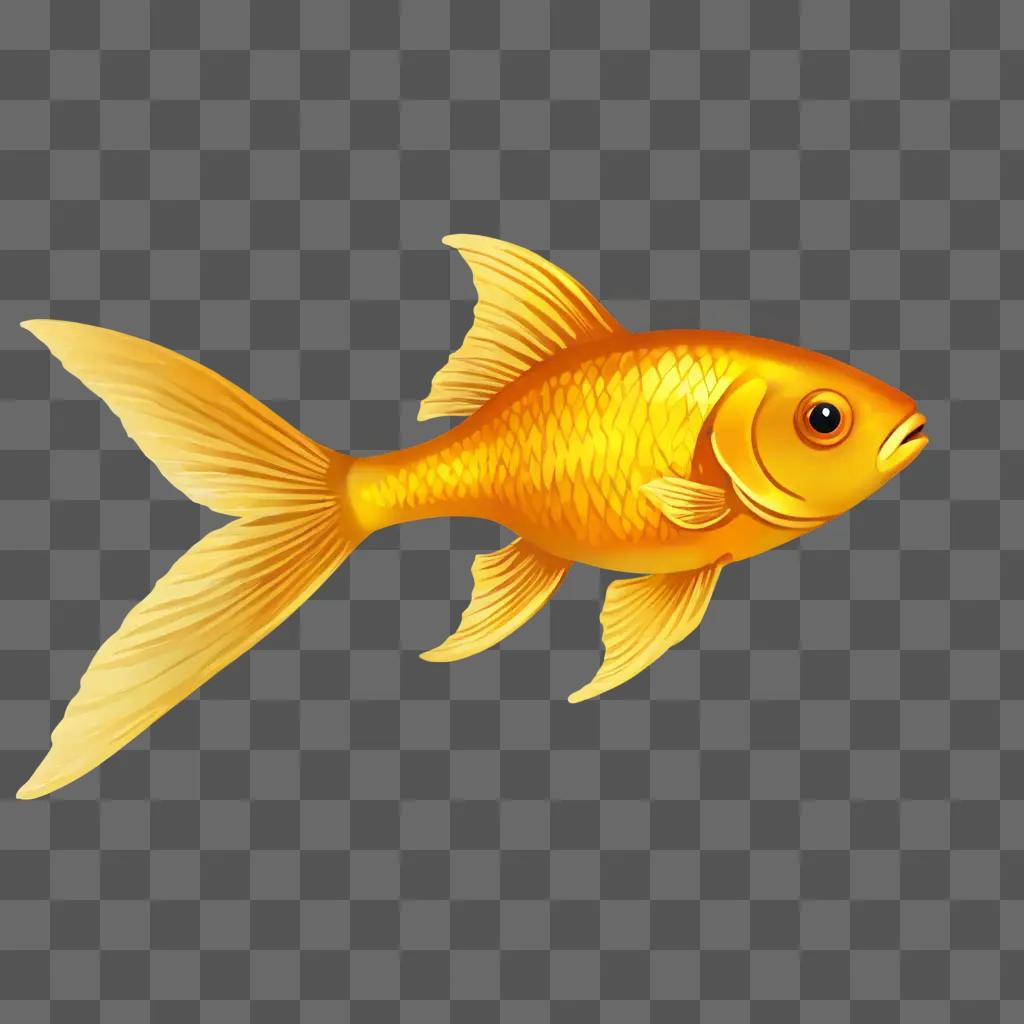 A golden fish drawing on a yellow background