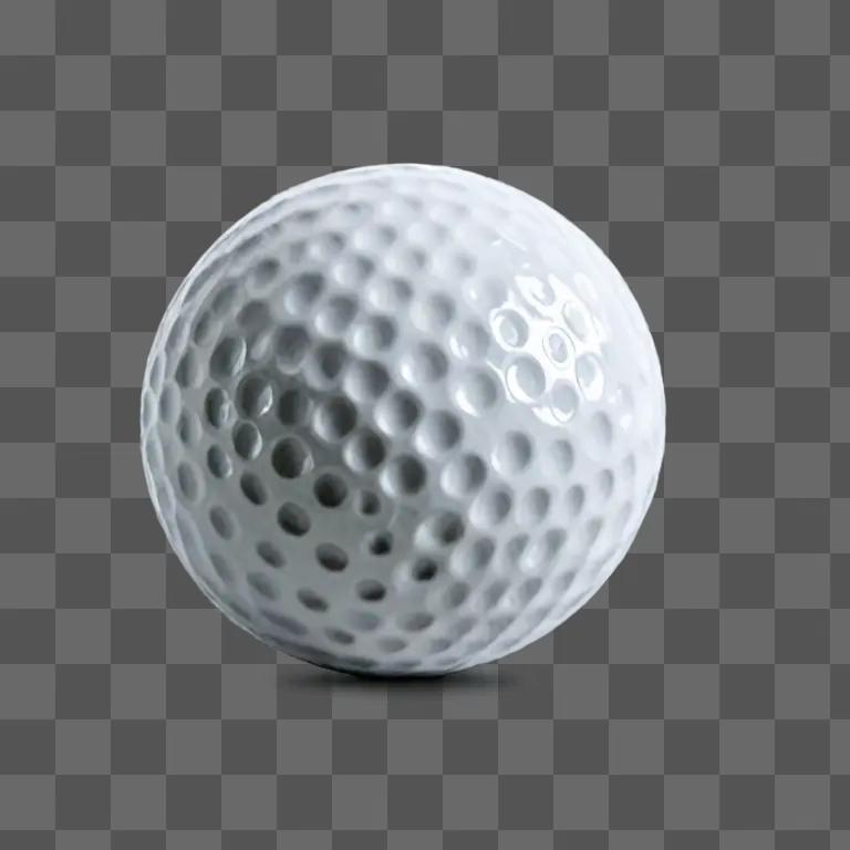 A golf ball with holes is shown on a gray background