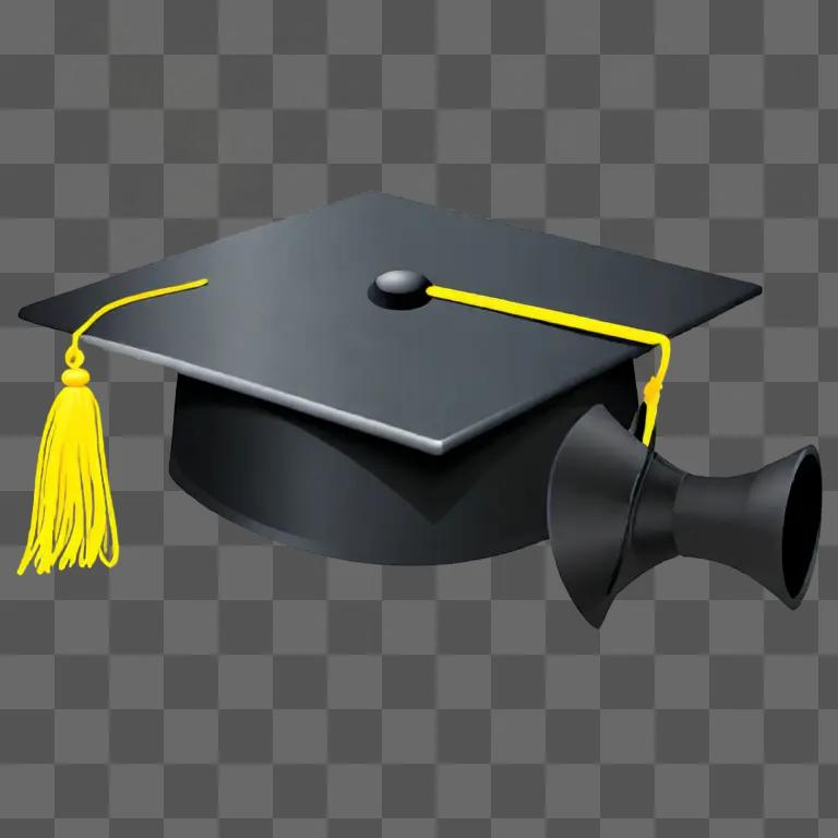 A graduation cap with a clip on the edge