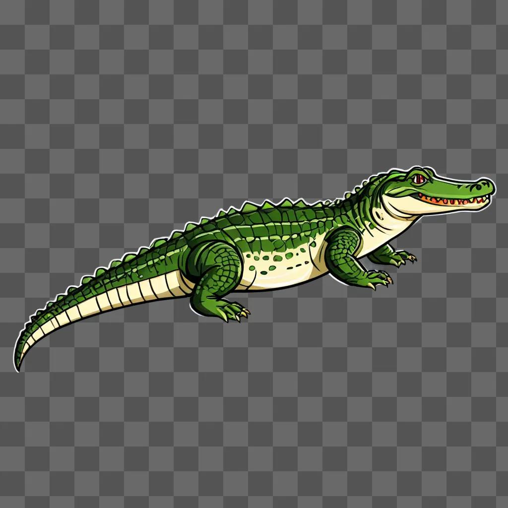 A green and white alligator clipart on a green background