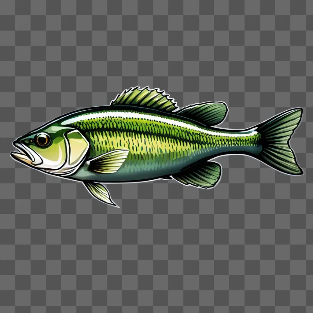 A green and white fish drawing on a green background