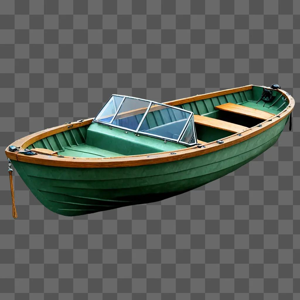 A green boat drawing with realistic features