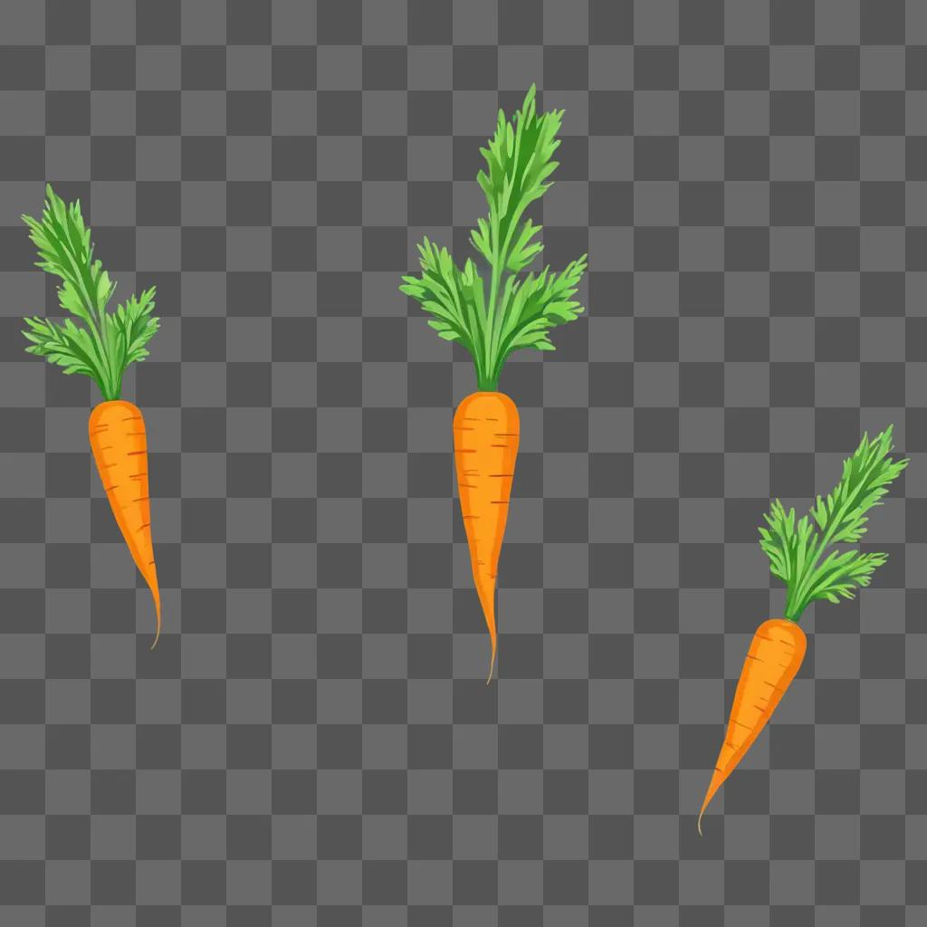 A green carrot drawing is displayed on a green background