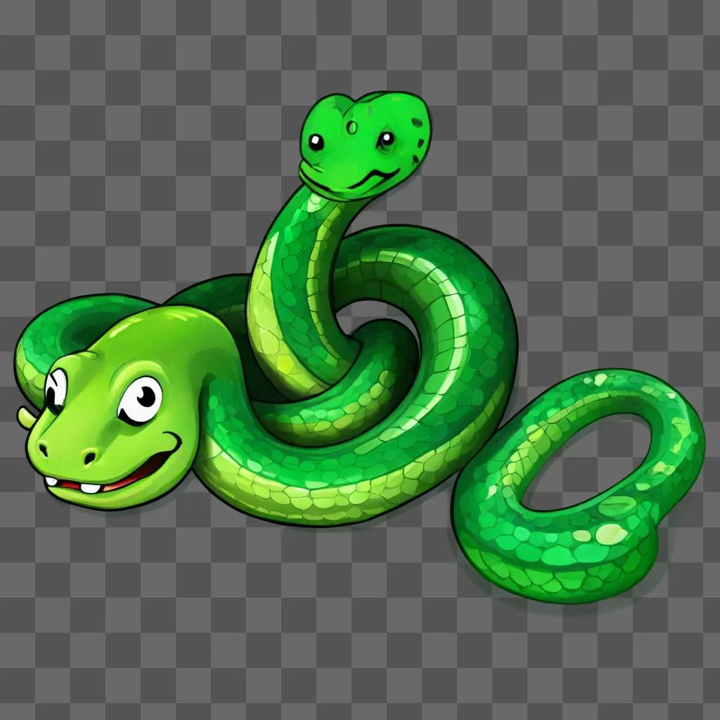 A green cartoon snake drawing for kids