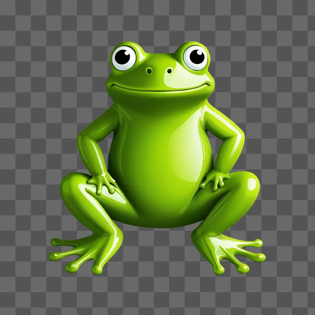 A green ceramic frog sits on a green background