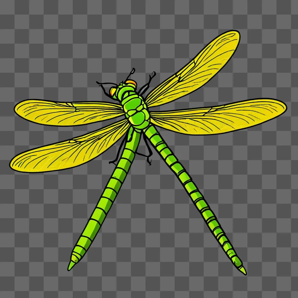 A green dragonfly drawing for kids