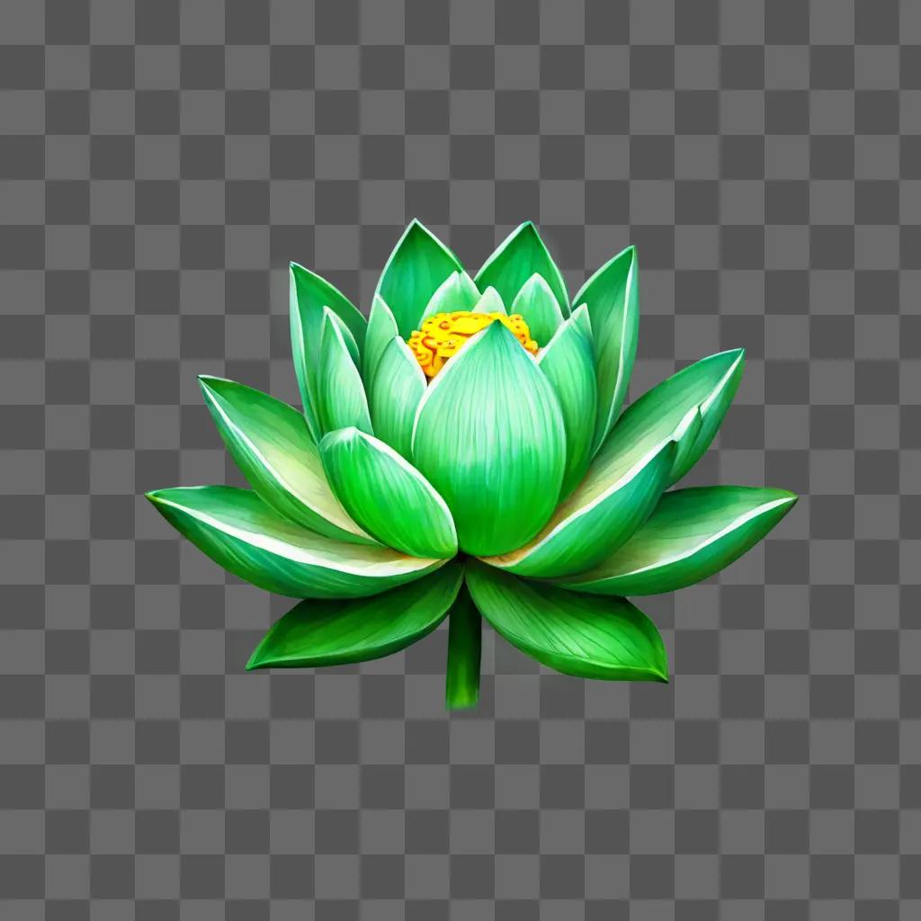 A green lotus flower drawing on a green background